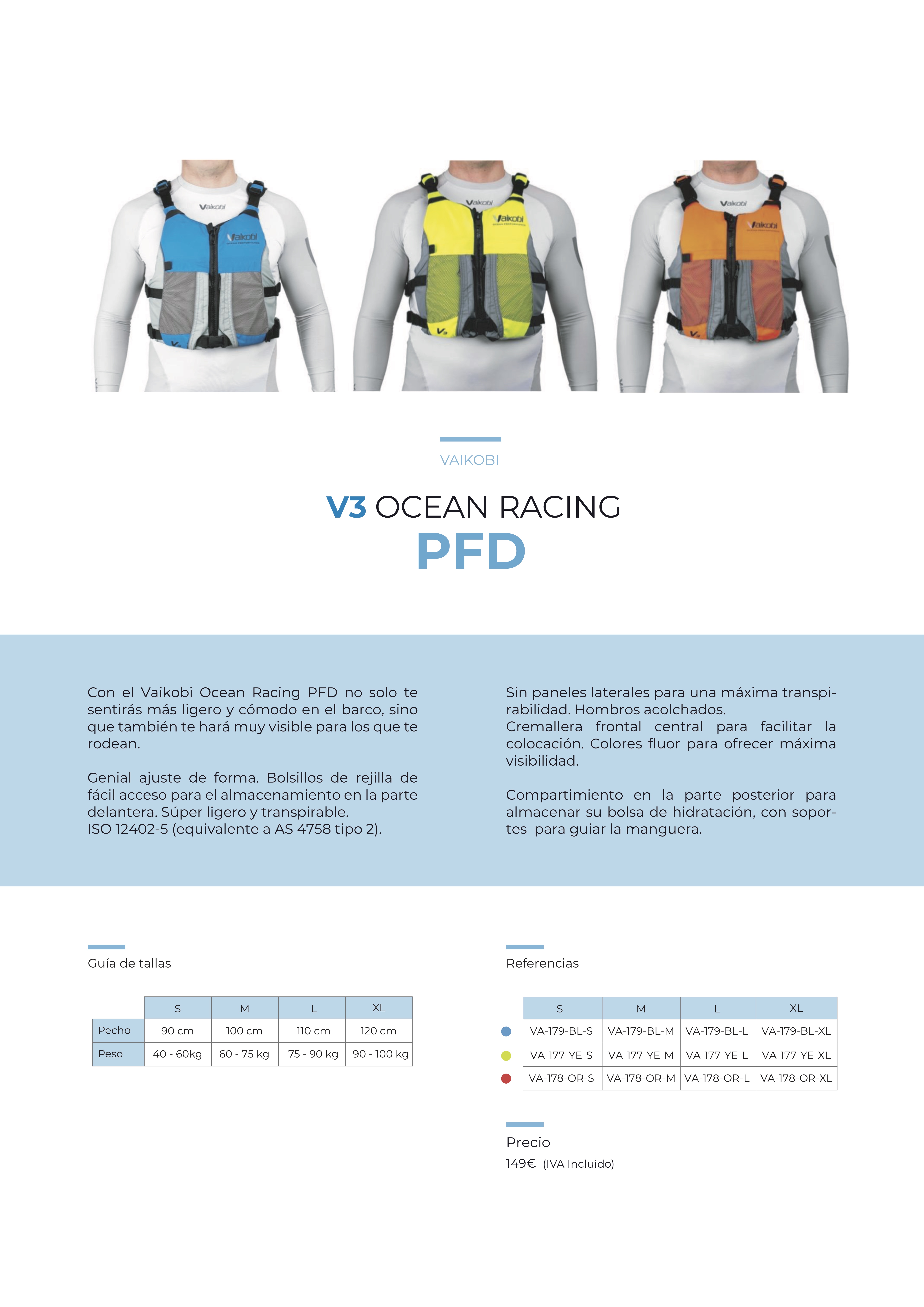 chaleco v3 ocean racing pfd