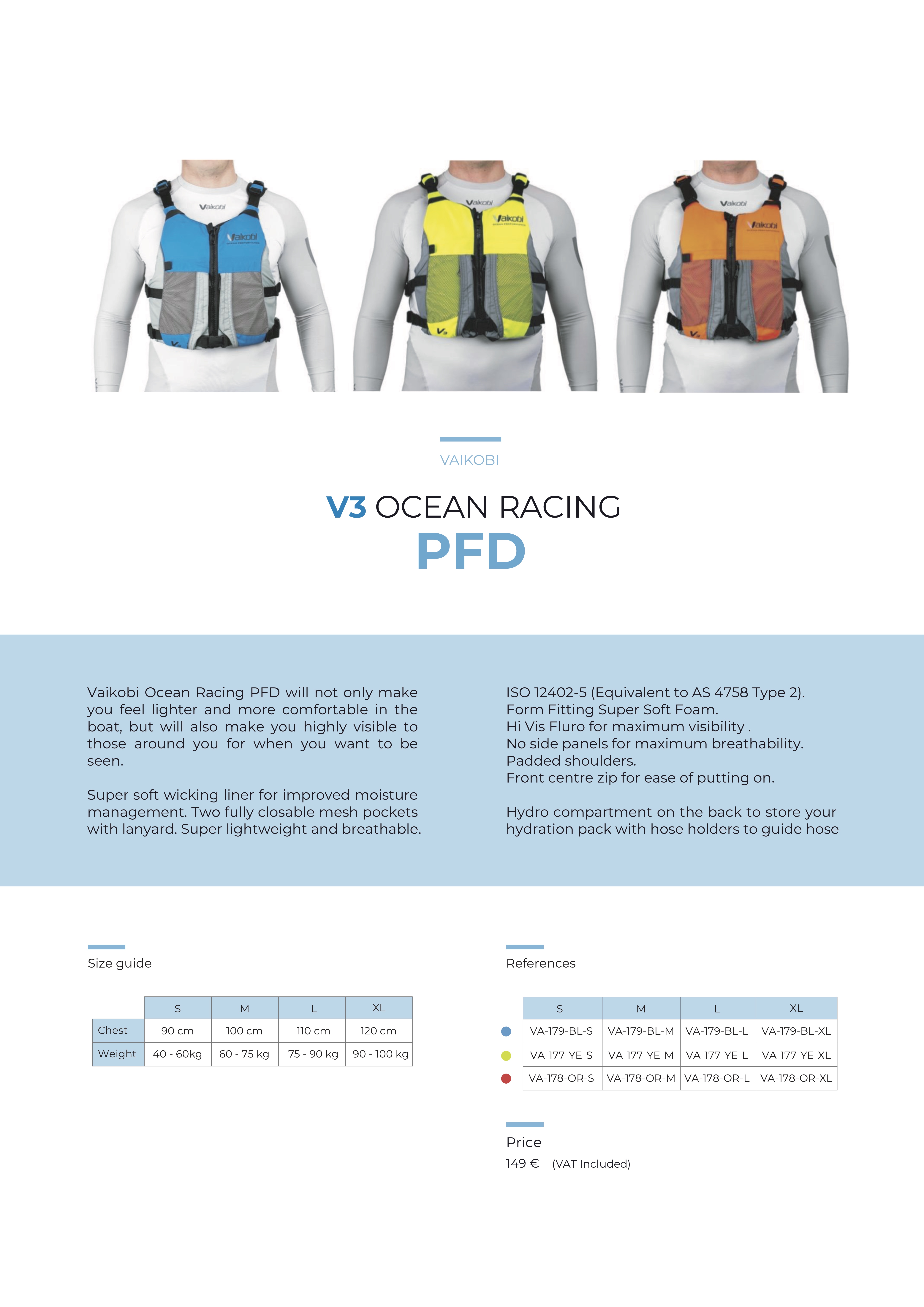 chaleco v3 ocean racing pfd